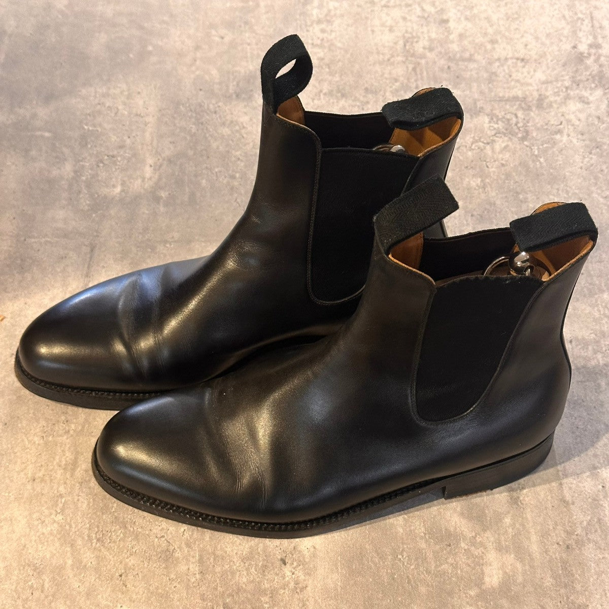 美品【J.M.WESTON】ジェイエムウエストン 705 サイドゴアブーツ チェルシーブーツ ボックスカーフ ブラック サイズUK7.5D 39ラスト