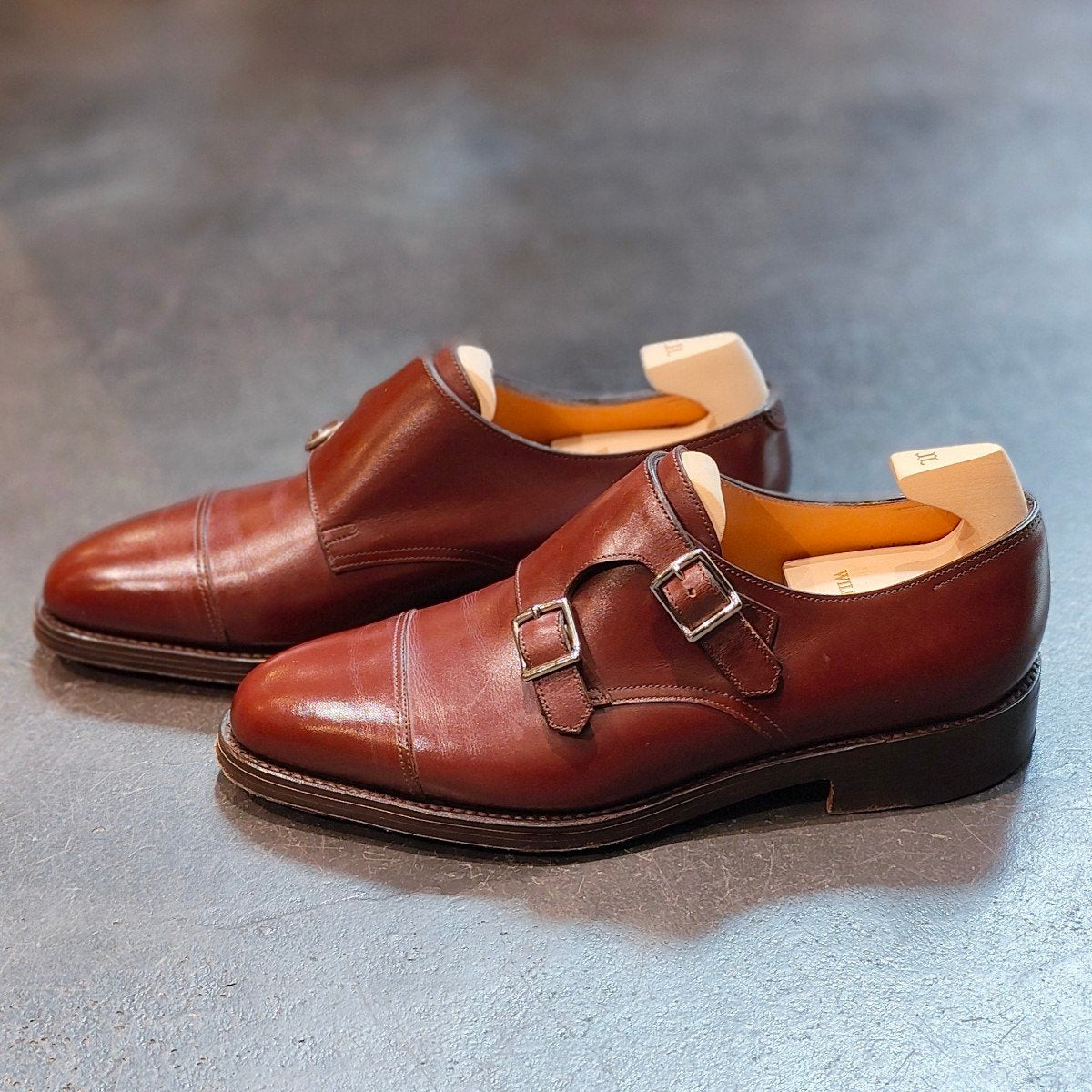 使用数回 【JOHNLOBB】ジョンロブ ウィリアム ダブルモンク カーフ ブラウン サイズ UK5.5E 9795ラスト 定価￥237,600-