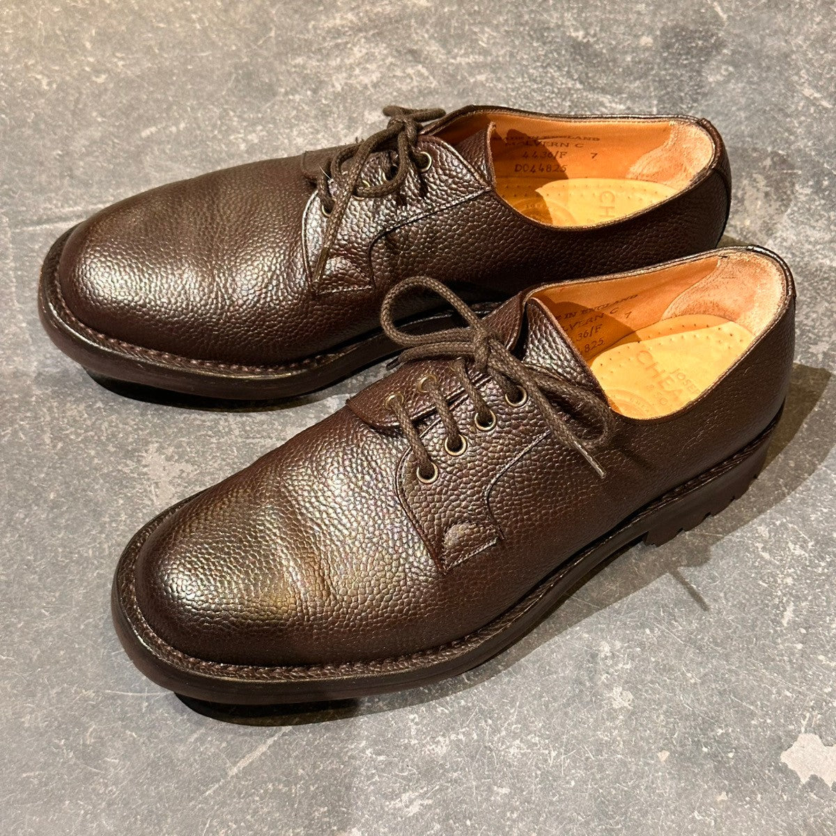 【JOSEPH CHEANEY】ジョセフチーニー マルバーンC プレーントゥ グレインレザー ダークブラウン サイズUK7