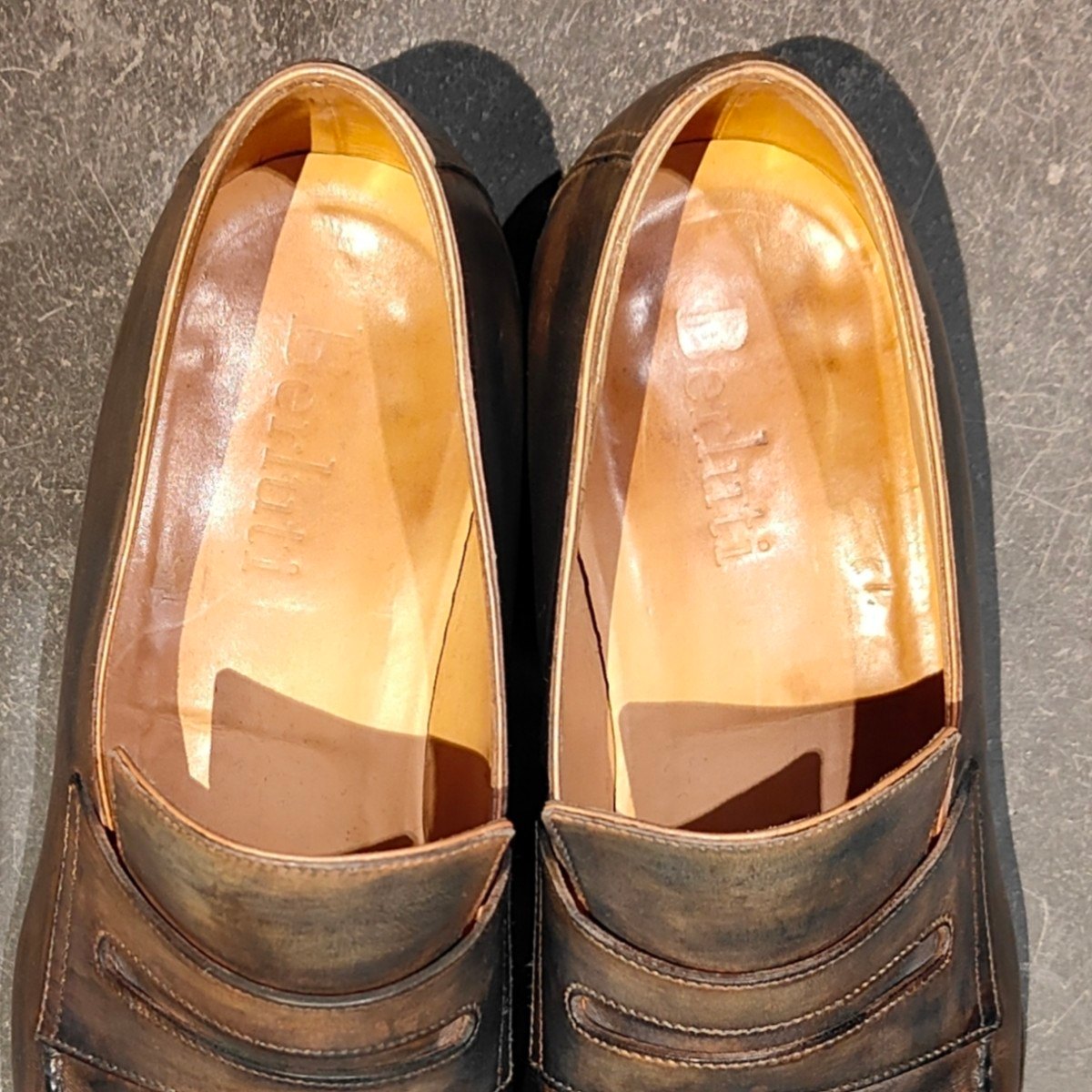 【BERLUTI】ベルルッティ  348 アンディ カーフ パティーヌ ネイビー×ベージュ サイズ UK6