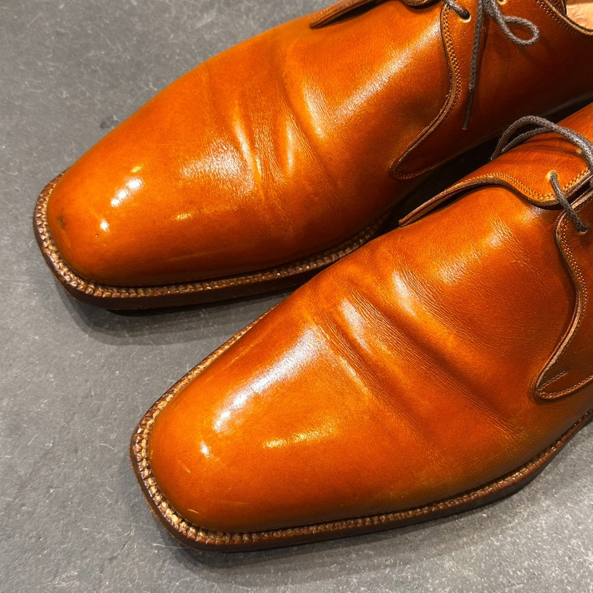 【BONORA】ボノーラ プレーントゥ 2アイレット 旧ボノーラ製 カーフ ブラウン サイズUK8E