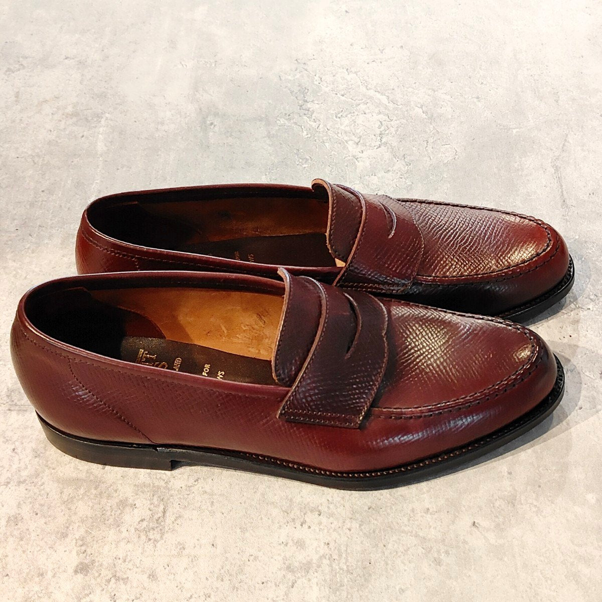 希少 試着程度【Crockett&Jones】クロケット&ジョーンズ  ハーバード2 コインローファー ハッチグレインコードバン バーガンディ サイズUK6E 376ラスト