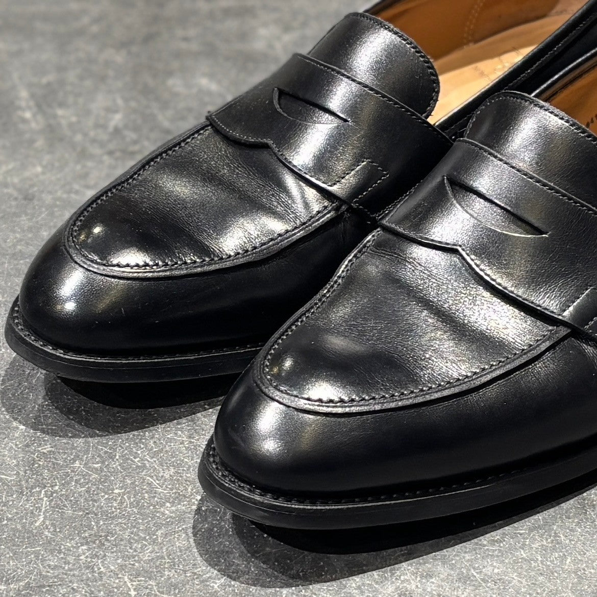 【CROCKETT&JONES】クロケット&ジョーンズ コインローファー 6414 カーフ ブラック サイズ UK9E