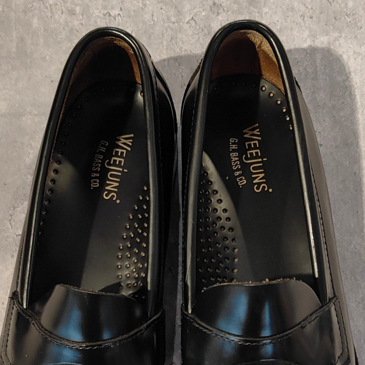 美品【G.H.Bass&Co.】ジーエイチバス 10944 ローガン ローファー ガラスレザー ブラック サイズ US8D