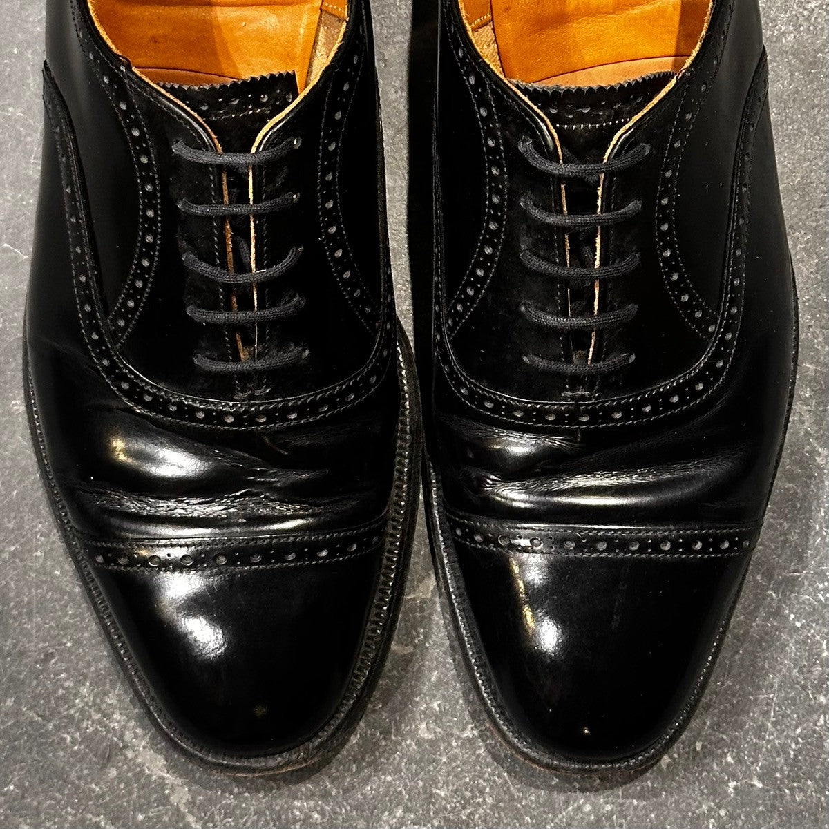 希少【Church's】チャーチ パンチドキャップトゥ WYE 3都市 ブックバインダーカーフ ブラック サイズUK75F 37ラスト