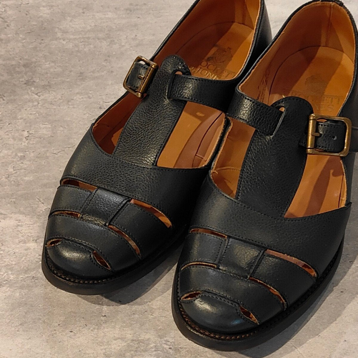 試着程度【クロケット＆ジョーンズ】CROCKETT&JONES フィッシャーマン SUBS グルカサンダル グレインレザー ネイビー サイズUK8E 314ラスト