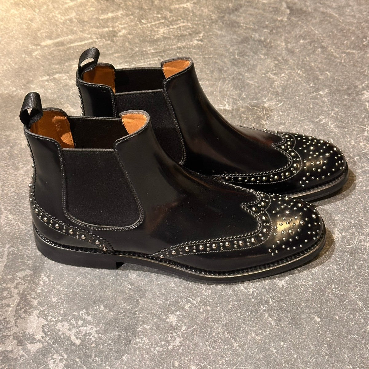 試着程度【Church's】チャーチ ケッツビー KETSBY ショートブーツ サイドゴア スタッズ ポリッシュドバインダーカーフ ブラック サイズ37 81ラスト