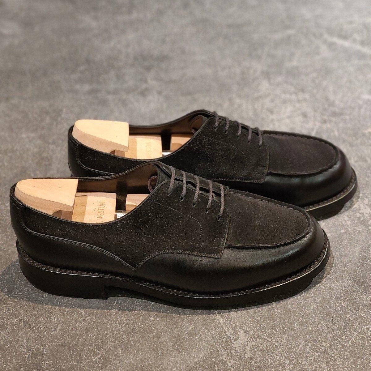 希少 美品【J.M.WESTON】ジェイエムウエストン 641 ゴルフ ミッドナイトエディション Uチップ カーフスエードコンビ ブラック サイズUK5.5E 31ラスト