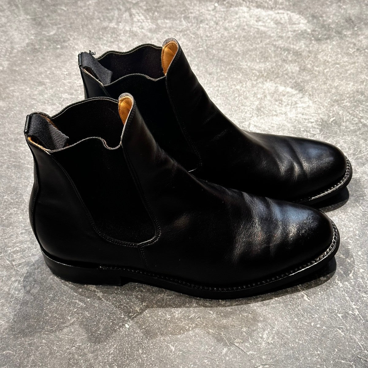 美品【SANDERS】サンダース チェルシーブーツ 2443B カーフ ブラック サイズUK7