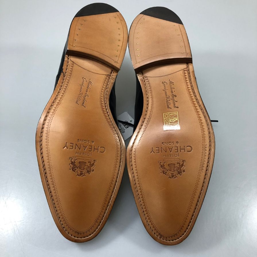 【JOSEPH CHEANEY】ジョセフチーニー レザーシューズ ライム ストレートチップ カーフ ブラック サイズUK6.5 LIME