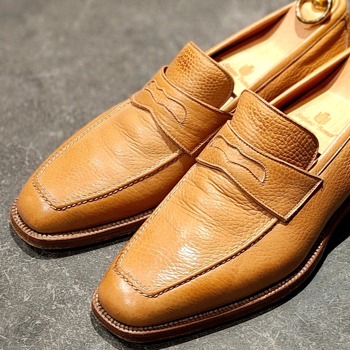 希少 美品【Stefano Bemer】ステファノベーメル ローファー グレインレザー ベージュ サイズ40