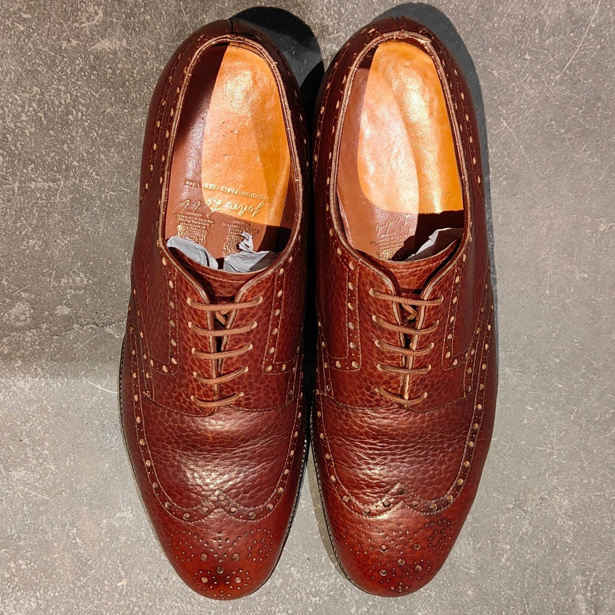 希少 使用数回【JOHN LOBB】ジョンロブ ロンドン 2ワラント ビスポーク フルブローグ  グレインレザー バーガンディ サイズUK6相当