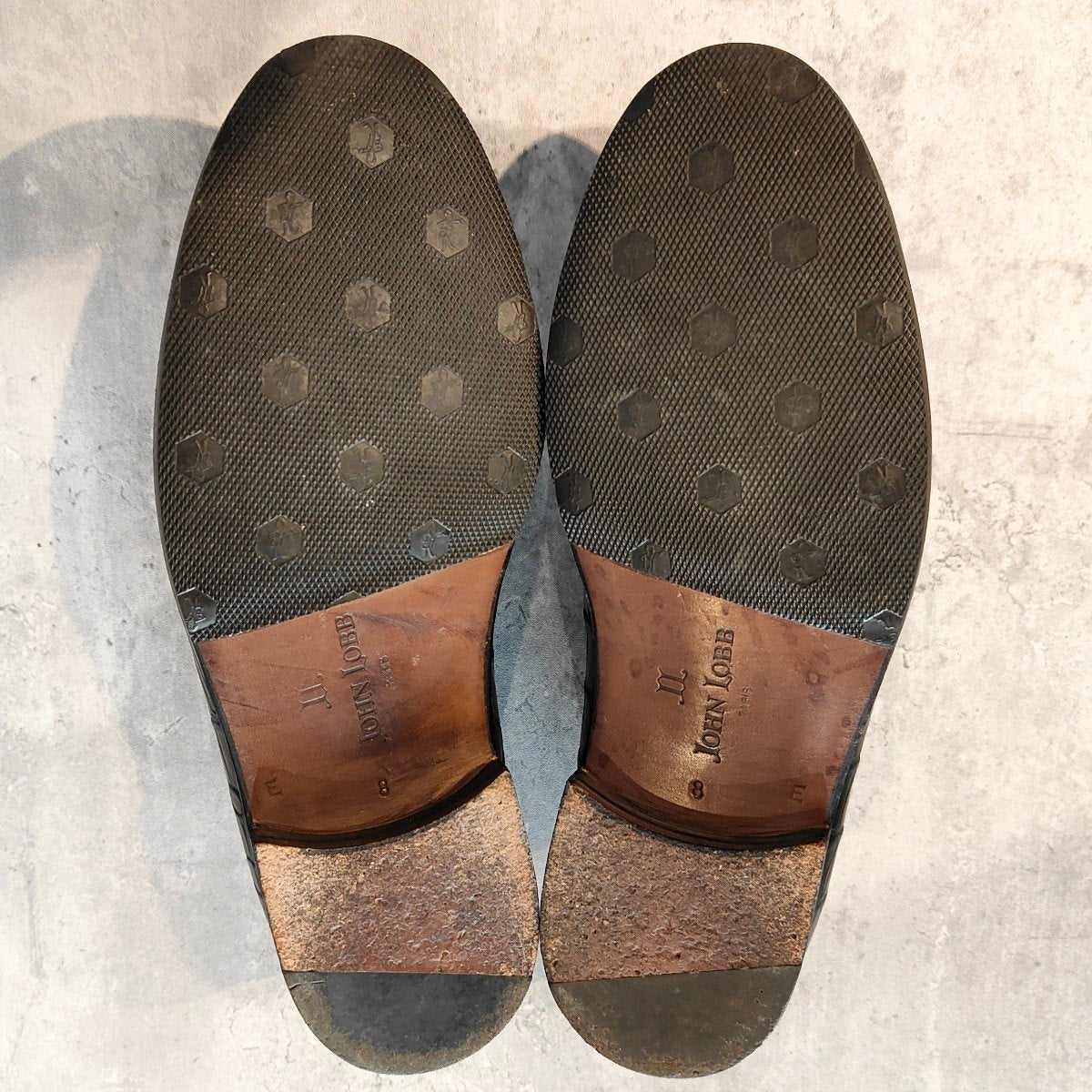 希少 美品 【JOHN LOBB】ジョンロブ キャンパス想定 PARISロゴ ローファー アリゲーター ブラック サイズ UK8E