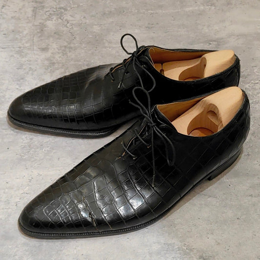 オーダー価格100万以上【Berluti】ベルルッティ ビスポーク クロコダイル想定 ホールカットアレッサンドロ ブラック サイズ不明※7相当