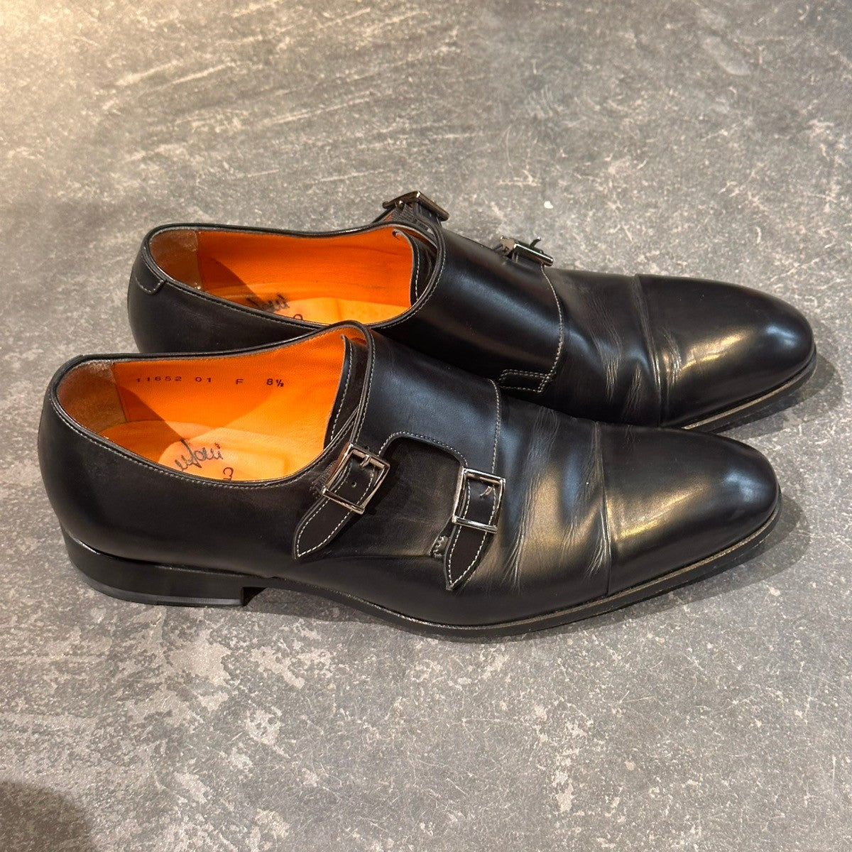 【santoni】サントーニ 11652 ダブルモンク カーフ ブラック サイズUK8.5