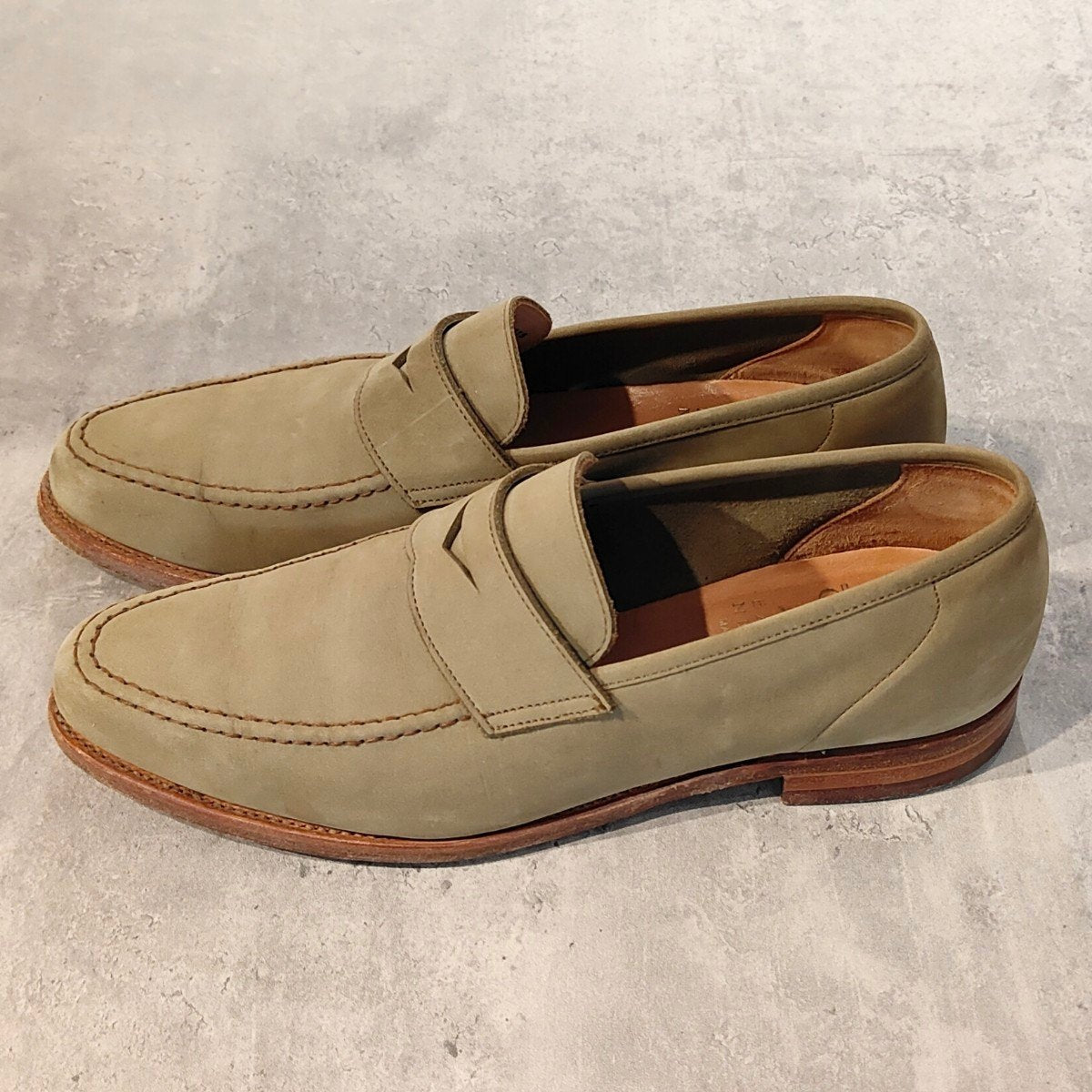 極美品【CROCKETT&JONES】クロケット＆ジョーンズ バーニーズニューヨーク別注 SELHURST アンラインド ローファー ヌバック グレー  サイズUK7E 366ラスト