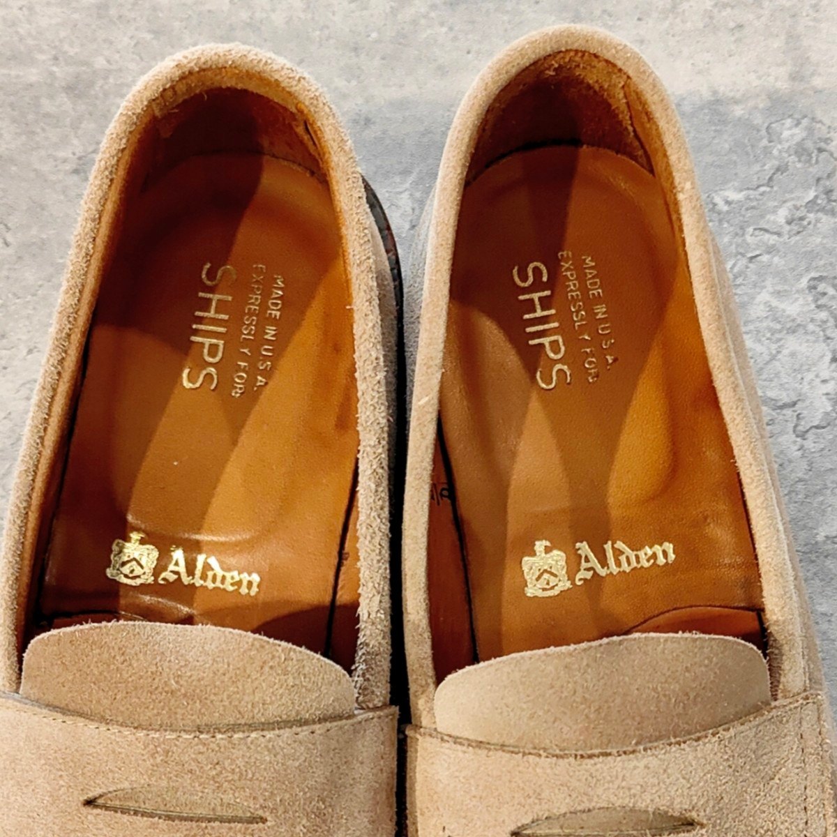 【ALDEN】オールデン SHIPS別注  9644FY ペニーローファー スエード ベージュ サイズ US7.5D レイドンラスト想定