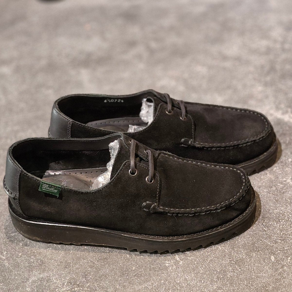 希少 使用数回【Paraboot】パラブーツ DOMINGUE  KAPTAIN SUNSHINE別注 Uチップ スエードカーフコンビ ブラック サイズ UK6.5