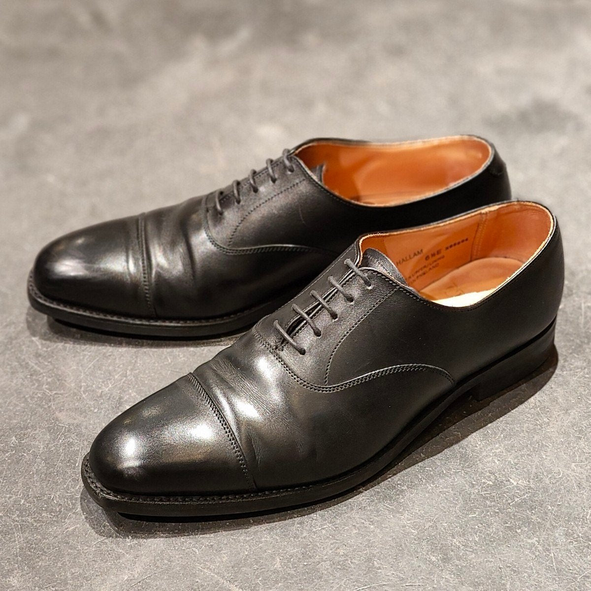 極美品 【CROCKETT & JONES】クロケット&ジョーンズ ハラム ストレートチップ カーフ ブラック サイズUK6.5E 348ラスト
