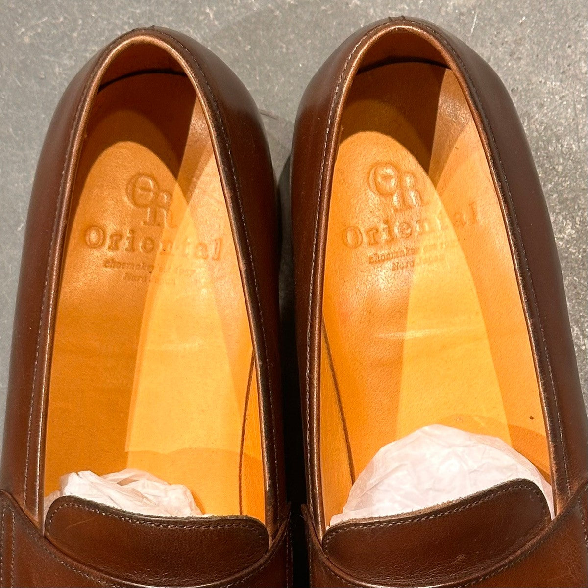 美品【ORIENTAL】オリエンタル アルバース 3500 ローファー バーニッシュカーフ ブラウン サイズUS6