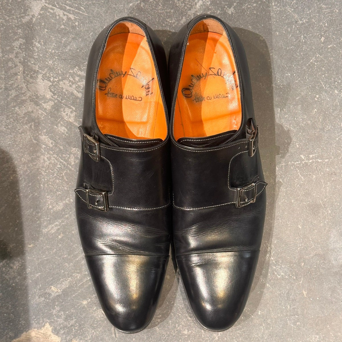 【santoni】サントーニ 11652 ダブルモンク カーフ ブラック サイズUK8.5