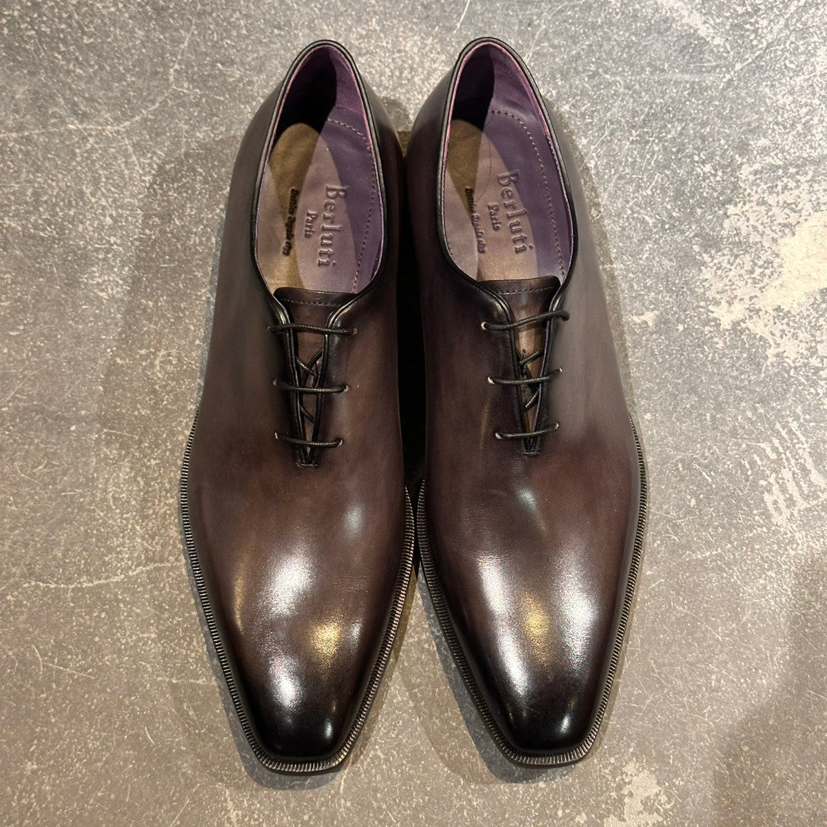 試着程度極美品【BERLUTI】ベルルッティ ホールカット アレッサンドロ グレーパティーヌ カーフ グレー サイズUK9.5