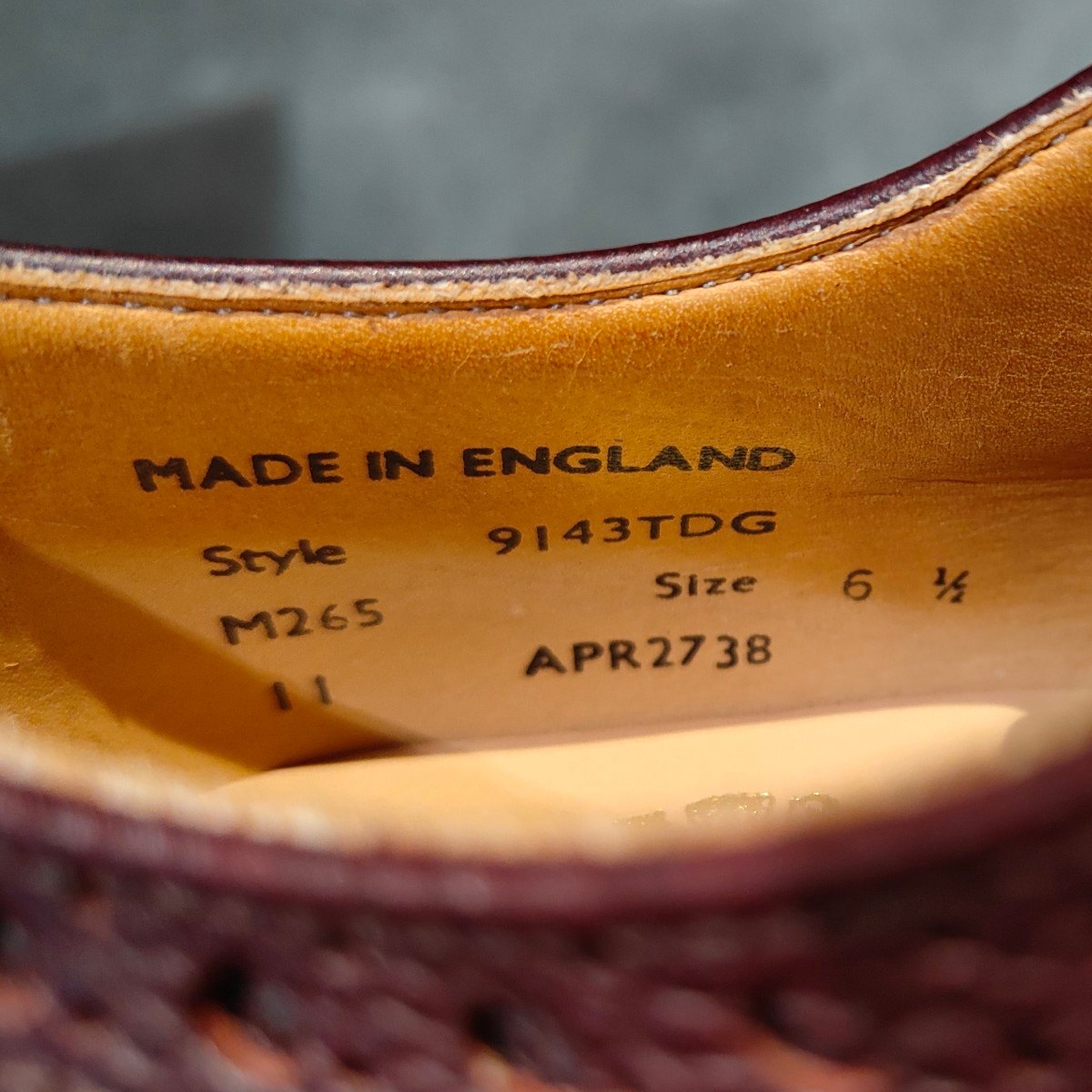 【SANDERS】サンダース 9143TDG ウイングチップ グレインレザー バーガンディ サイズUK6.5