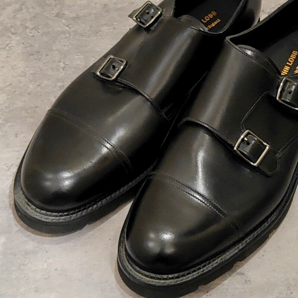 未使用品【JOHN LOBB】ジョンロブ ウィリアム ダブルモンク カーフ ブラック サイズUK7