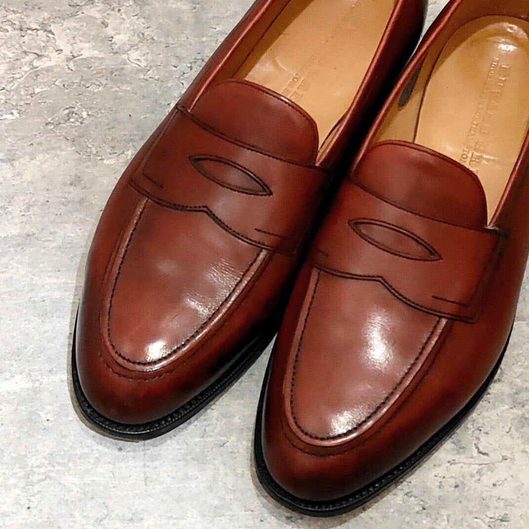 【EDWARD GREEN】エドワードグリーン ピカデリー ローファー カーフ ダークオーク サイズ UK7.5E 184ラスト 参考定価￥269,500-