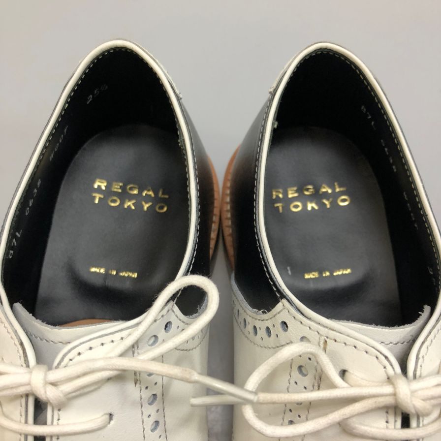 【REGAL】リーガル トーキョー サドルシューズ プレーントゥ コンビ カーフ ブラック×ホワイト メンズ サイズ25.5cm REGAL TOKYO