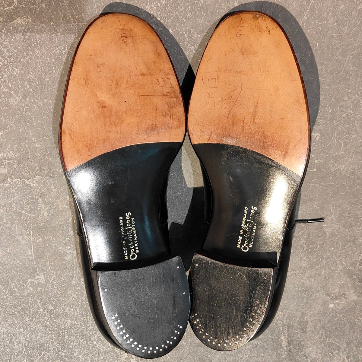 希少 試着程度【CROCKETT&JONES】クロケット&ジョーンズ 旧ロゴ キャップトゥオックスフォード  ブラック サイズUK6G