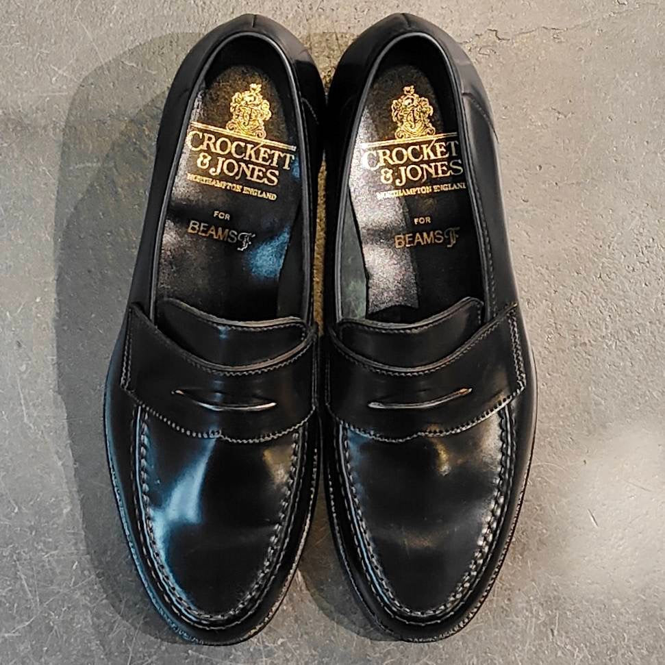 新品未使用 【CROCKETT&JONES】クロケット&ジョーンズ ビームスF別注 メイン2 ローファー コードバン ブラック サイズUK5E  376ラスト