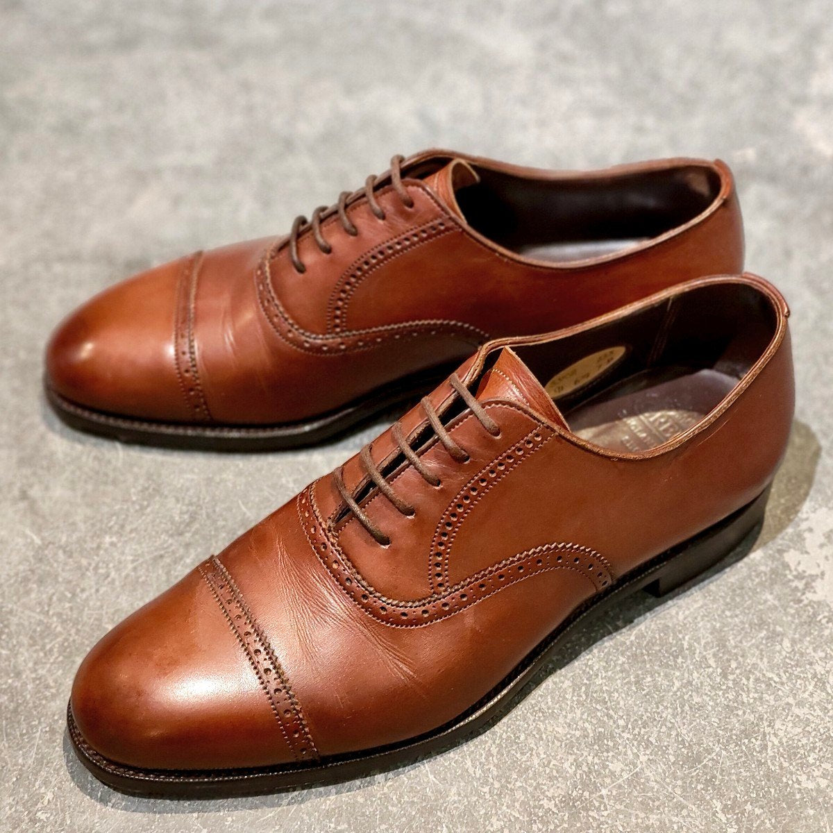 【GRENSON】グレンソン 33108 マスターピース パンチドキャップトゥ カーフ ブラウン サイズUK6.5D 91ラスト