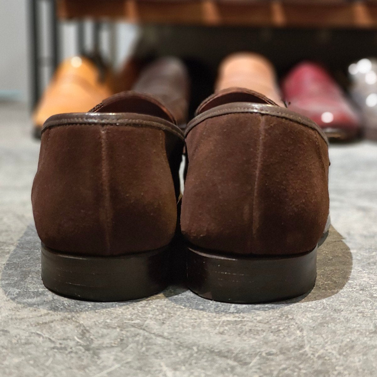 美品【CROCKETT&JONES】クロケット&ジョーンズ トレーディングポスト別注 SELSEY アンラインドローファー ダークブラウン サイズUK7E