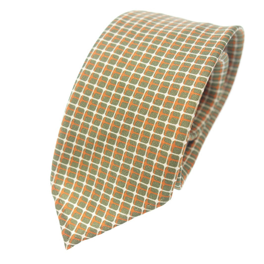 【TIE YOUR TIE】タイユアタイ ミニチェック セッテピエゲタイ カーキ×オレンジ