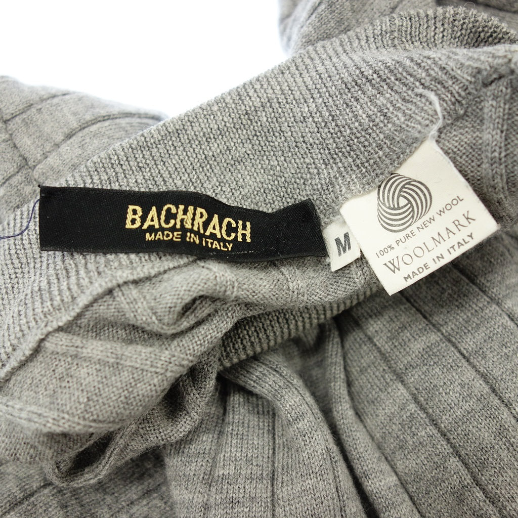【BACHRACH】バックラック モックネックニット 1990‘s ハリヌキ イタリア製 ウール100% グレー サイズM