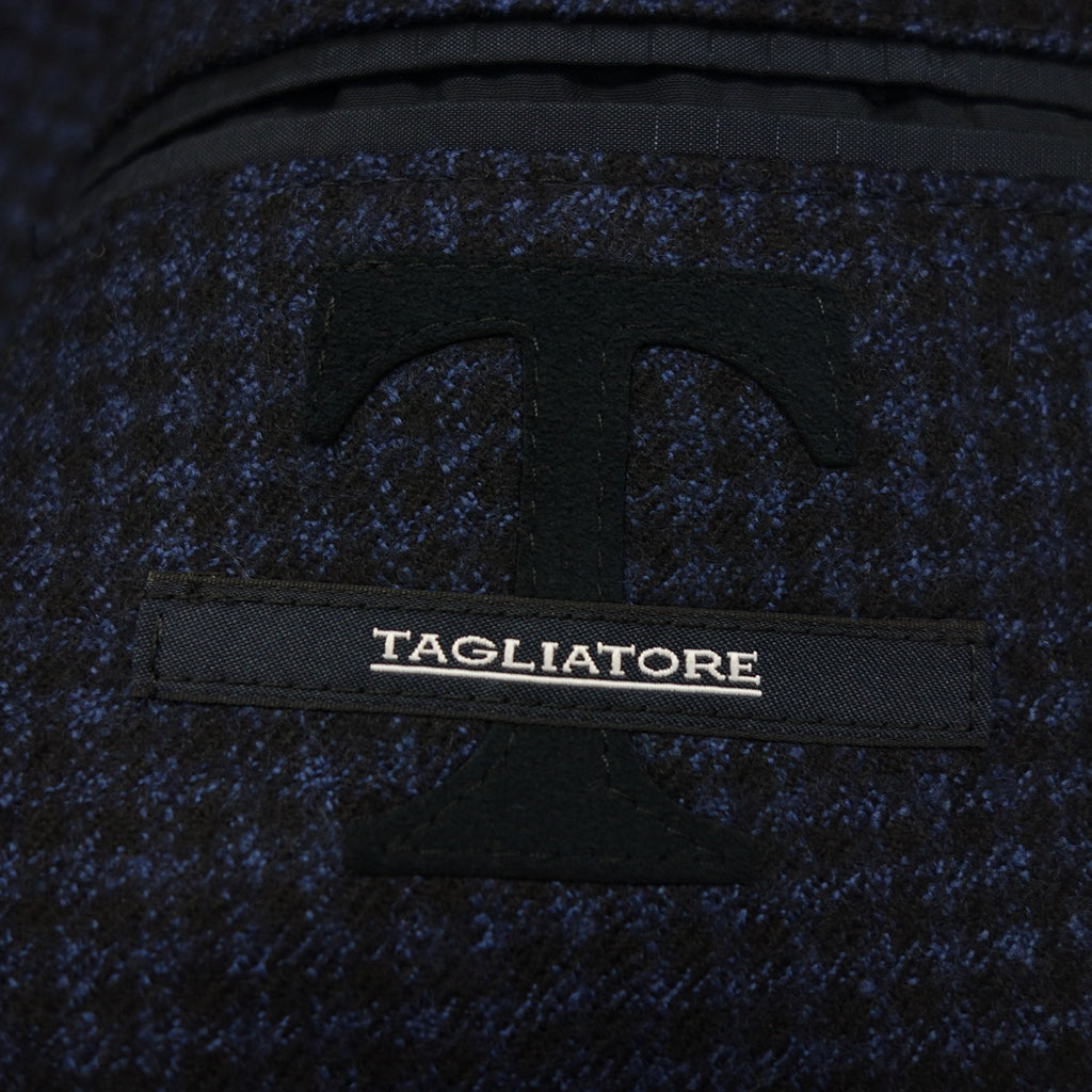 【TAGLIATORE】タリアトーレ ハウンドトゥース ウール2Bジャケット ネイビ×ブルー サイズ 44