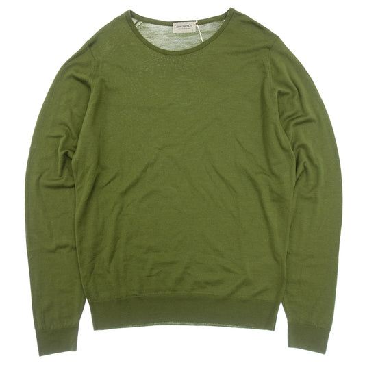 【JOHN SMEDLEY】ジョンスメドレー クルーネック ニット ウール 30G オリーブ サイズ L