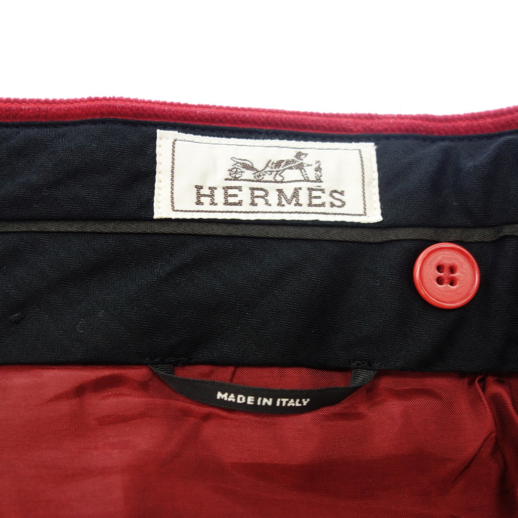 【HERMES】エルメス ノープリーツワイドコーデュロイパンツ イタリア製 レッド サイズ 46