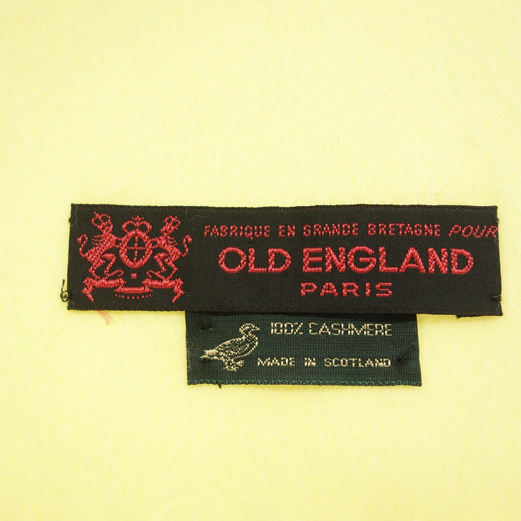 【OLD ENGLAND】オールド イングランド ピュアカシミヤマフラー スコットランド製 イエロー 箱付き