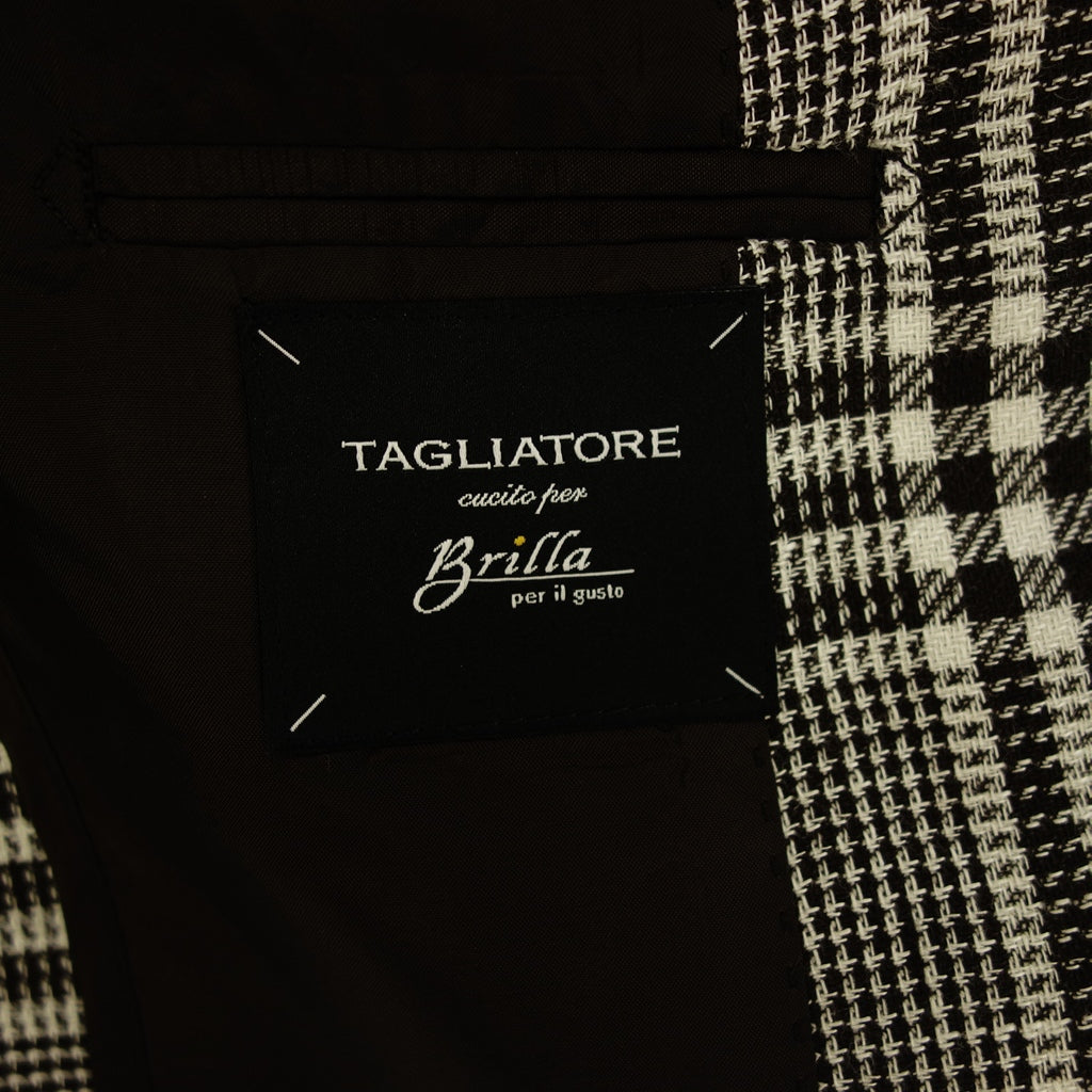 【TAGLIATORE×Brilla per il gusto】タリアトーレ ブリッラペルイルグスト別注 グレンチェック2Bジャケット  ブラウン×エクリュ サイズ42