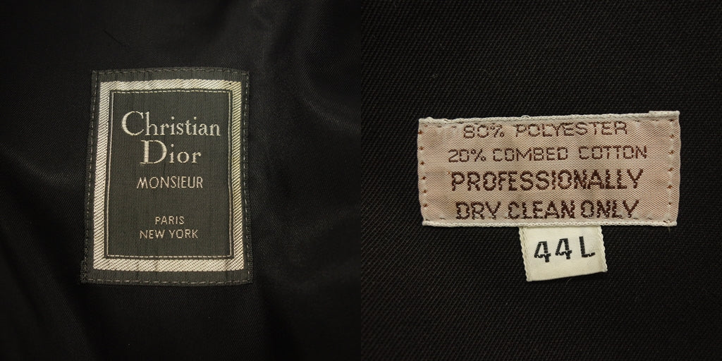 【Christian Dior MONSIEUR × Raleigh Washington】クリスチャン ディオール ムッシュ 80年代 トレンチコート 黒タグ ブラック サイズ 44L