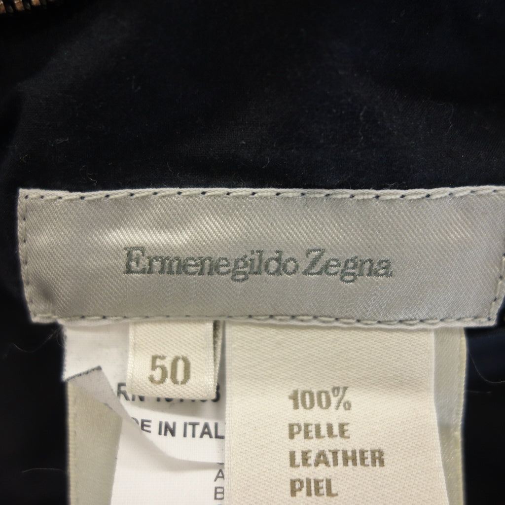 【Ermenegildo Zegna】エルメネジルド ゼニア リバーシブルレザージャケット イタリア製 ブラック サイズ 50