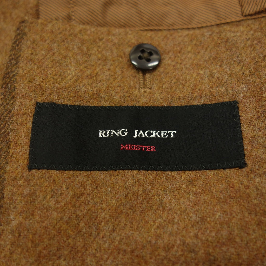 【RING JACKET】リングヂャケット ウィンドウペーンチェック 2Bジャケット ブラウン サイズ 48