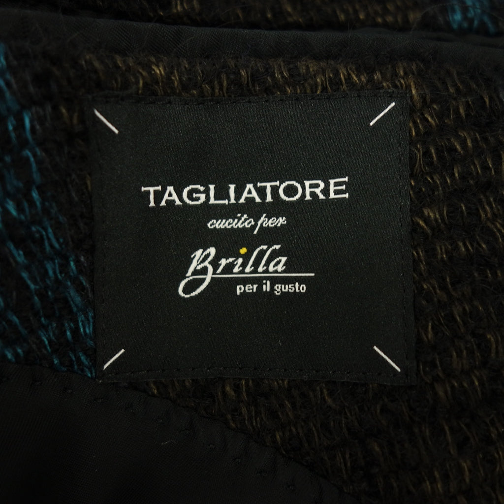 【TAGLIATORE×Brilla per il gusto】タリアトーレ×ブリッラペルイルグスト 別注 ポロコート 五者混  ダークブラウン×ターコイズ サイズ 42/8R