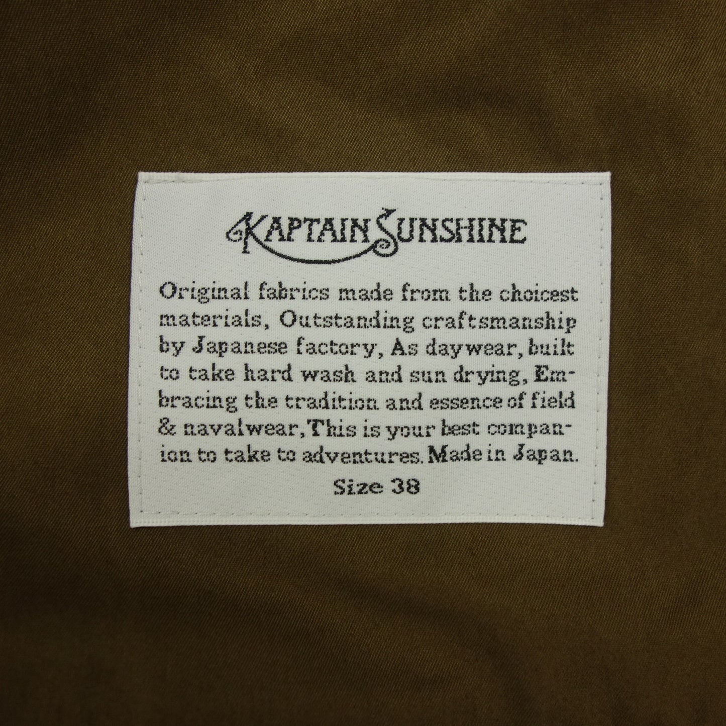 【KAPTAIN SUNSHINE】キャプテンサンシャイン キャバルリーツイルバルカラーコート ブルーフェイス ウール Walker Coat カーキ サイズ 38