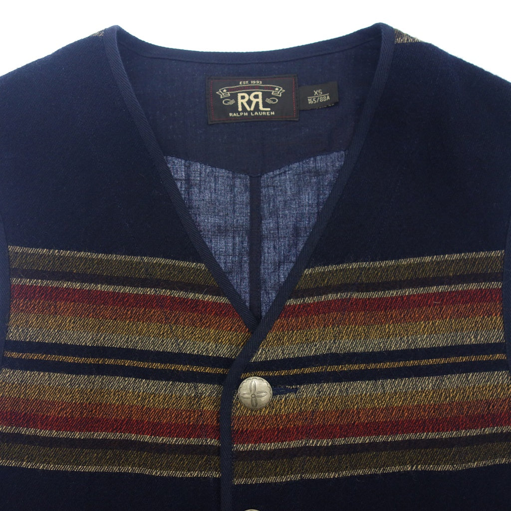 【RRL】ダブルアールエル BLANKET STRIPED VEST ウールコットン ネイビー サイズ XS