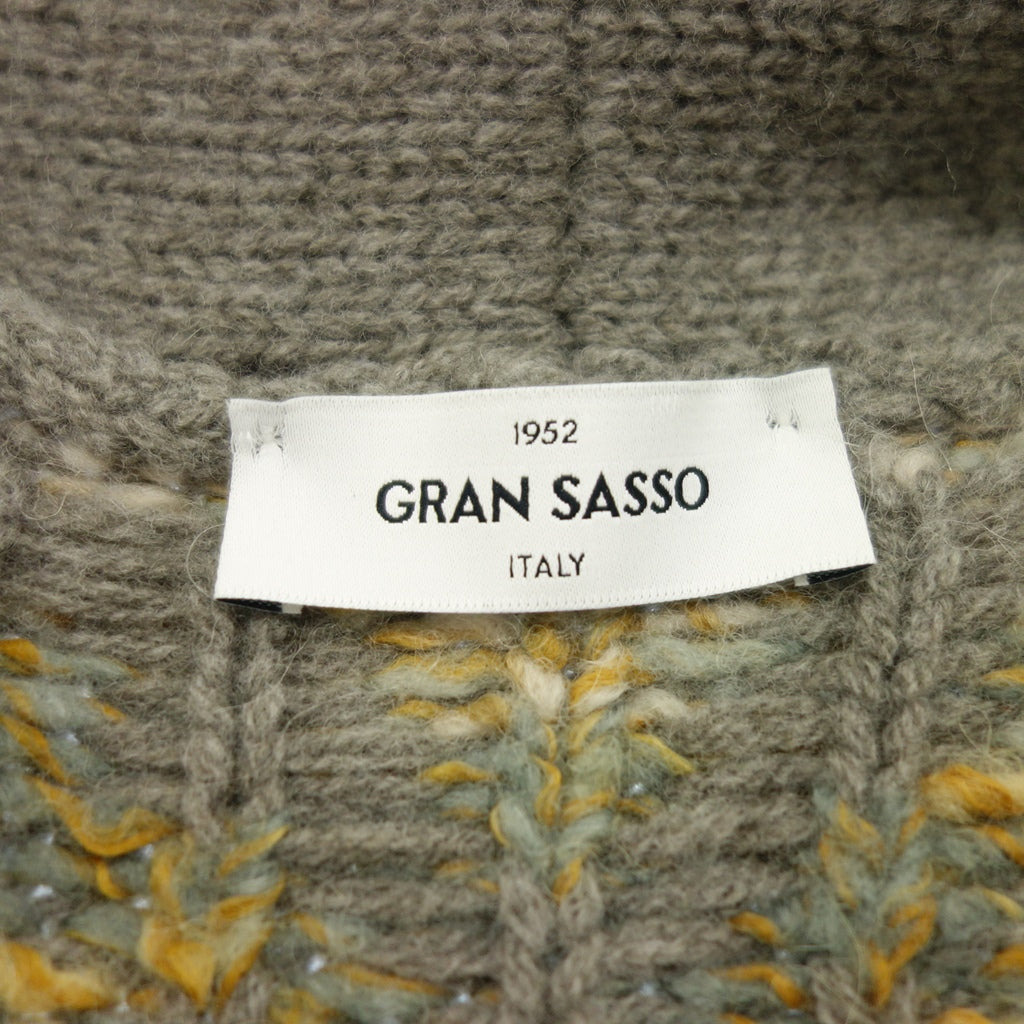 【GRAN SASSO】グランサッソ ノルディックショールカラーカーディガン アルパカ混 グレー サイズ 46
