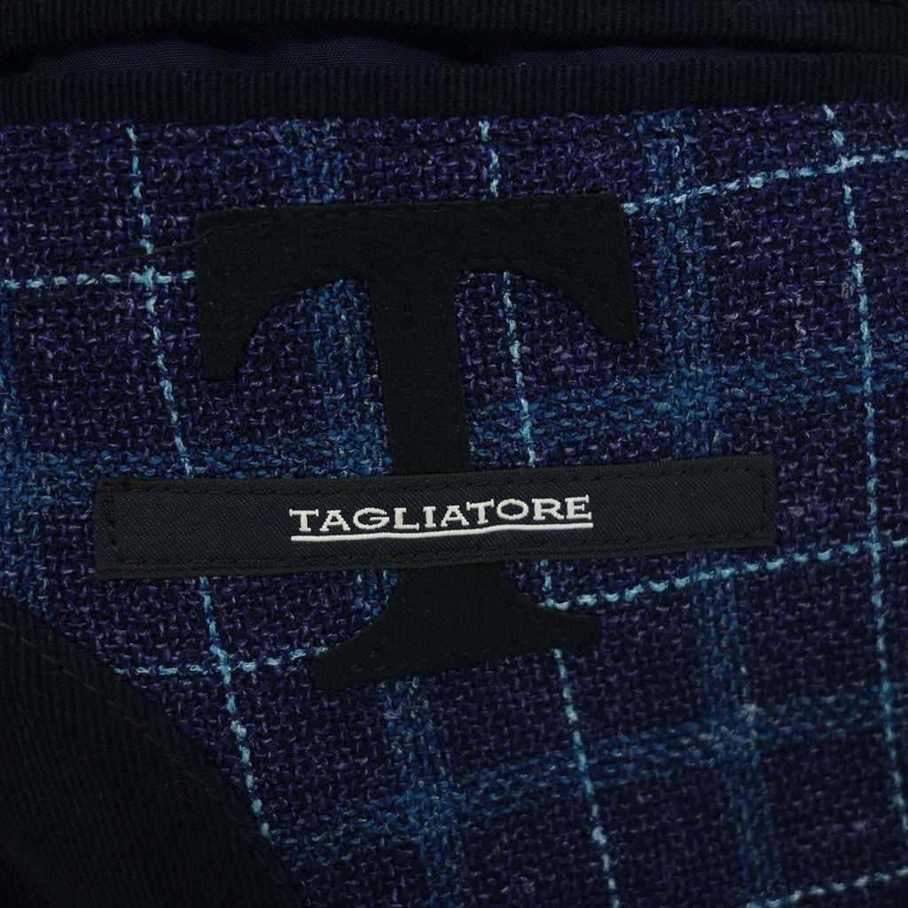 【TAGLIATORE】タリアトーレ ウール×シルク2Bチェックジャケット モンテカルロ ネイビー サイズ 42
