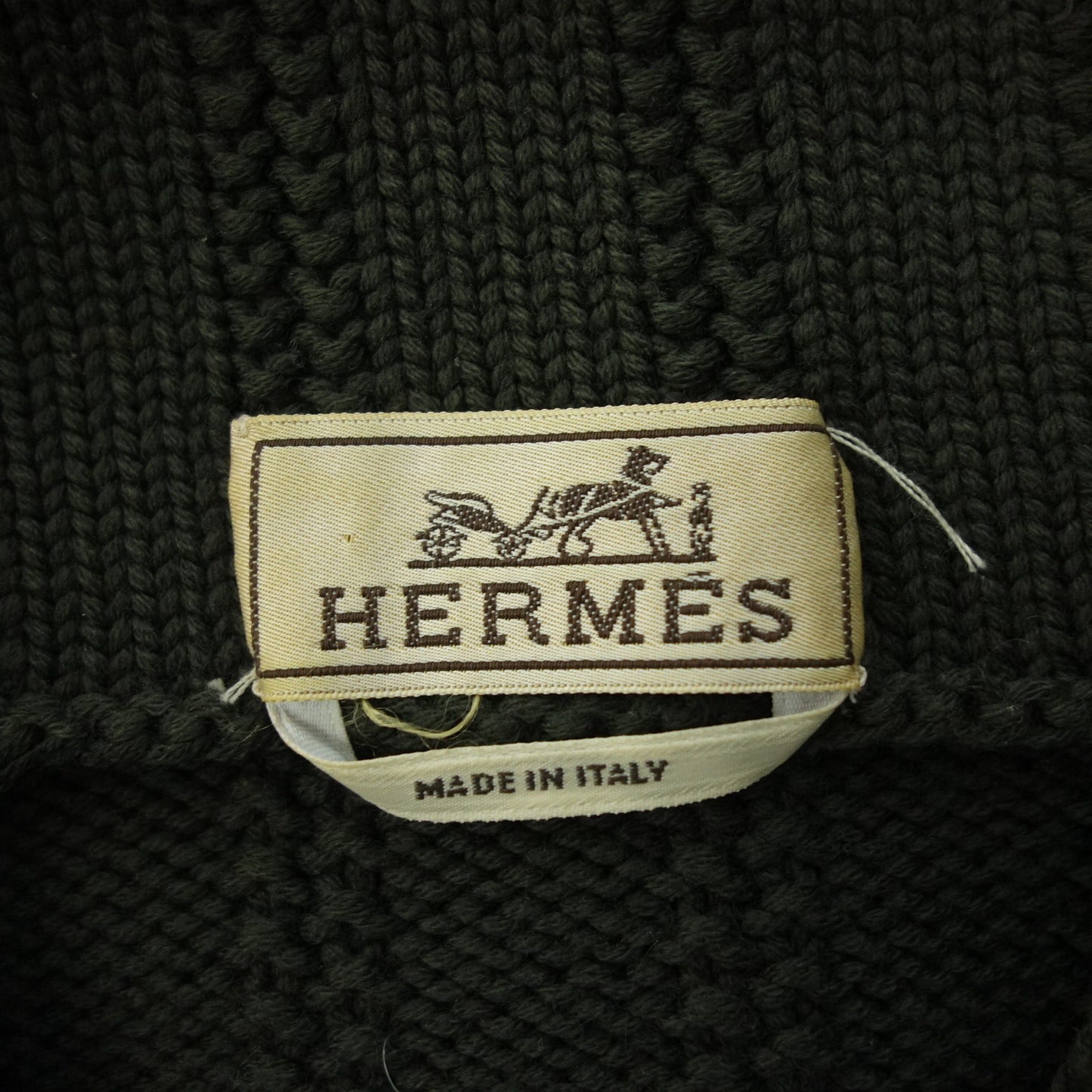 【HERMES】エルメス ハーフジッププルオーバーリブニット イタリア製 オリーブ サイズ S